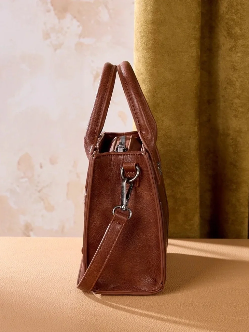 Wrangler Chevron Stitch Tote Crossbody Bag - Brown